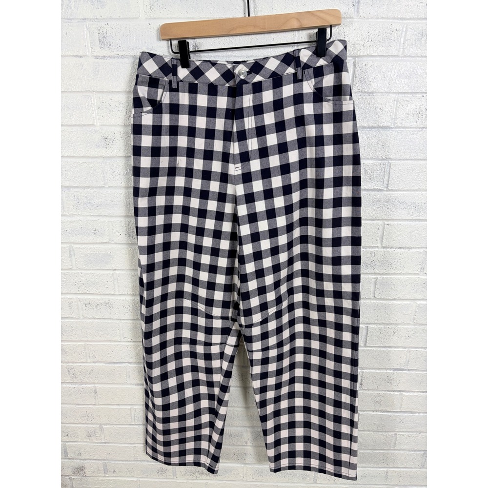 Aligne Anthropologie Ned Gingham Pants Womens 10 Straight Leg Black White